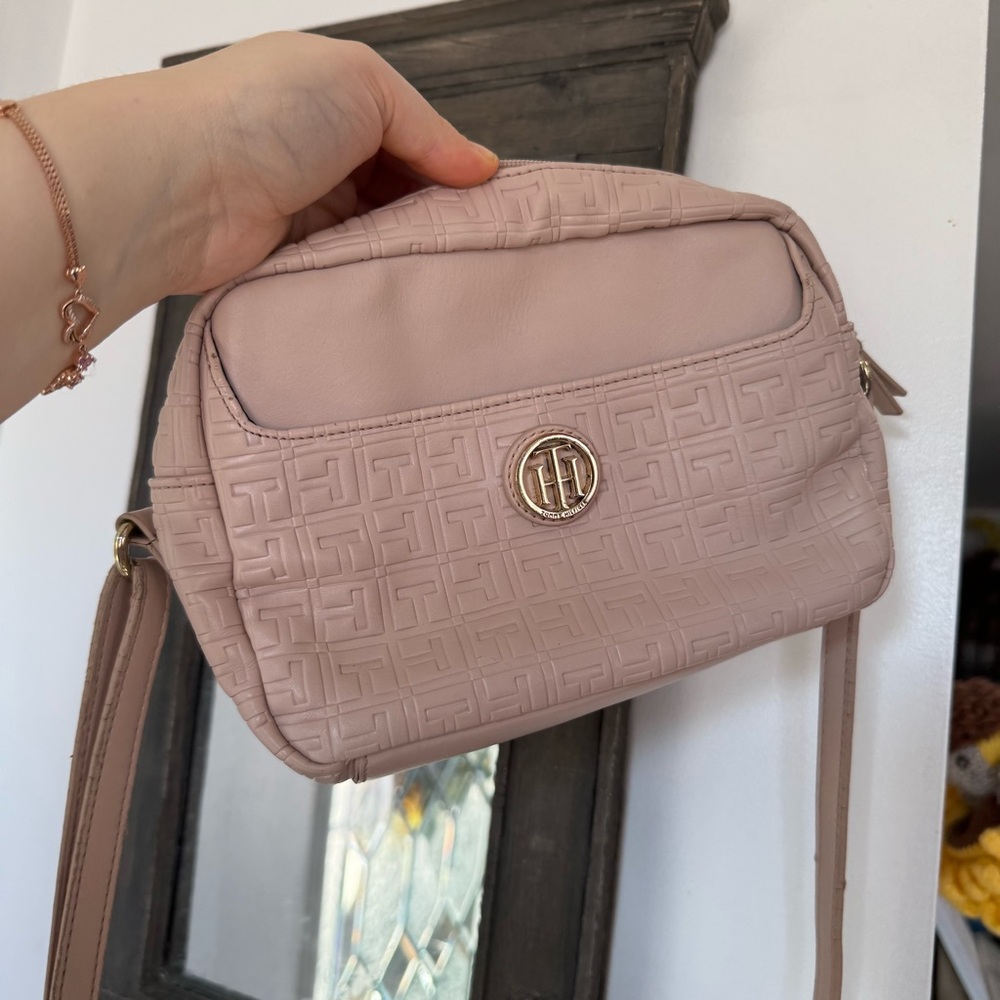 Tommy Hilfiger Light Pink Embossed Crossbody Bag